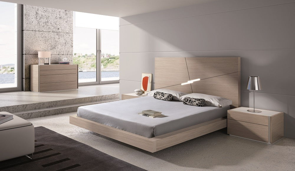 J&M Furniture - Evora Natural Oak & White Gloss 5 Piece Eastern King Premium Bedroom Set - 18145-EK-5SET-OAK-WHITE