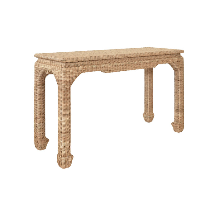 Worlds Away - Fabian Console Table In Woven Rattan - FABIAN - GreatFurnitureDeal