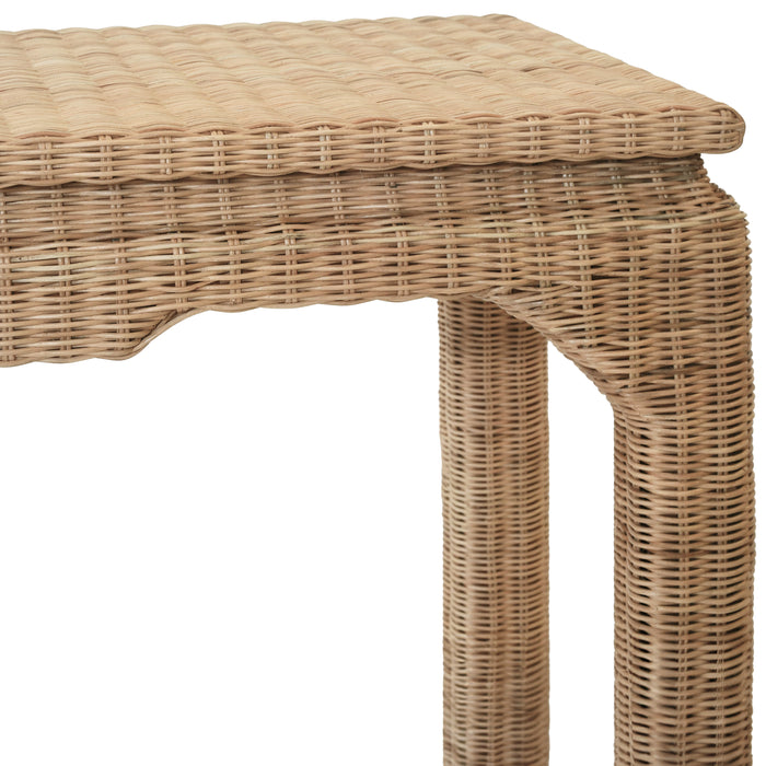 Worlds Away - Fabian Console Table In Woven Rattan - FABIAN - GreatFurnitureDeal