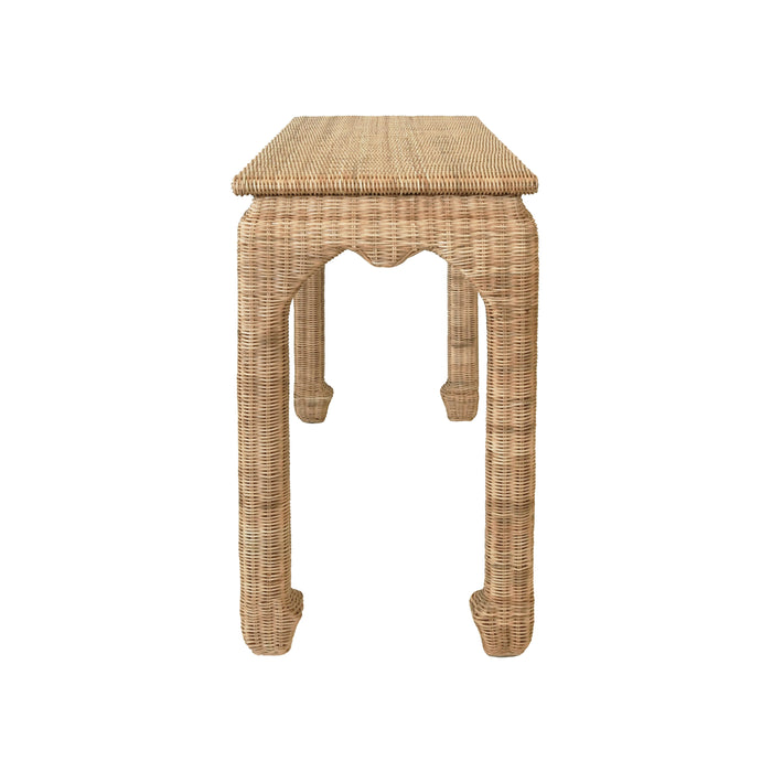 Worlds Away - Fabian Console Table In Woven Rattan - FABIAN - GreatFurnitureDeal