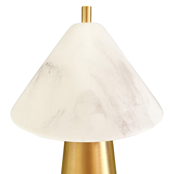 Worlds Away - Rechargeable Mini Table Lamp With Faux Alabaster Tapered Shade And Brass Base - FARLEY - GreatFurnitureDeal