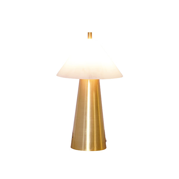 Worlds Away - Rechargeable Mini Table Lamp With Faux Alabaster Tapered Shade And Brass Base - FARLEY - GreatFurnitureDeal