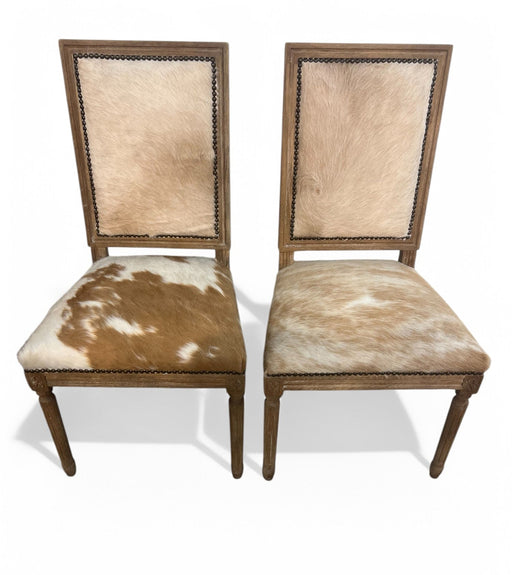 Zentique - Square Back Cow Hide Side Dining Chair - FC010-4 E272 Cow BRW - GreatFurnitureDeal