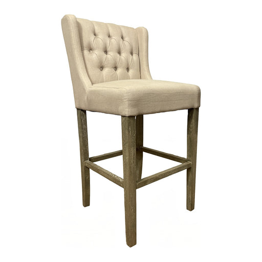 GJ Styles - Wing Back Barstool in Ecru Linen - FD02 - GreatFurnitureDeal