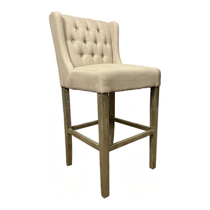 GJ Styles - Wing Back Barstool in Ecru Linen - FD02