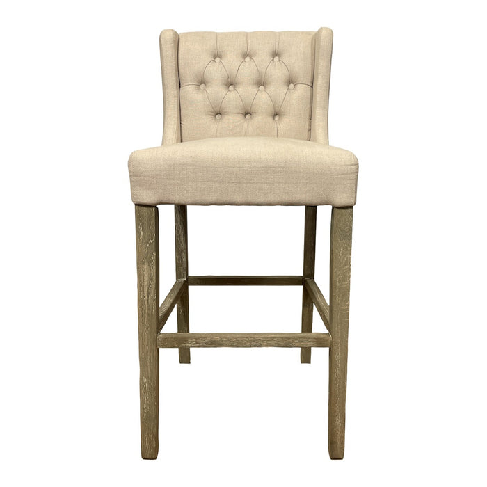 GJ Styles - Wing Back Barstool in Ecru Linen - FD02