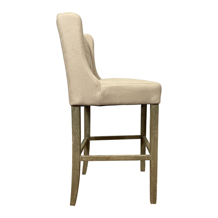 GJ Styles - Wing Back Barstool in Ecru Linen - FD02