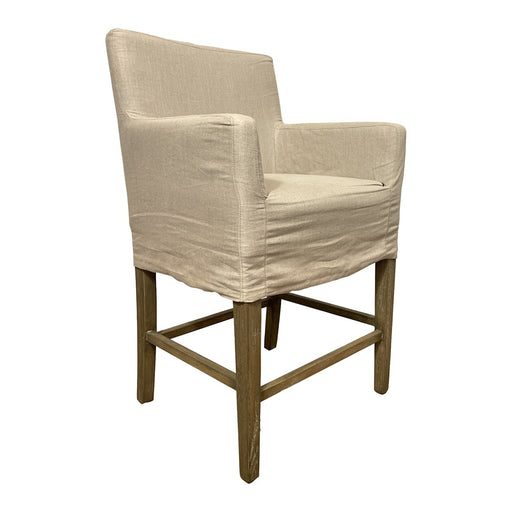 GJ Styles - Slipcovered Counter Stool in Ecru Linen - FD25 - GreatFurnitureDeal