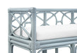 Worlds Away - Ferguson Decorative Bench With Performance Ivory Cushion in Rattan In Light Blue - FERGUSON LB - GreatFurnitureDeal