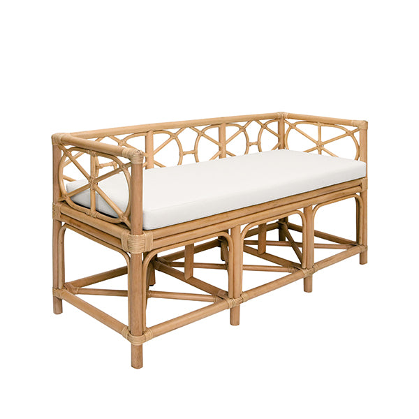 Worlds Away - Ferguson Decorative Bench With Performance Ivory Cushion In Rattan - FERGUSON NAT - GreatFurnitureDeal