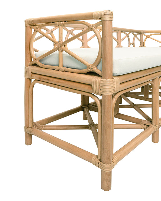 Worlds Away - Ferguson Decorative Bench With Performance Ivory Cushion In Rattan - FERGUSON NAT - GreatFurnitureDeal