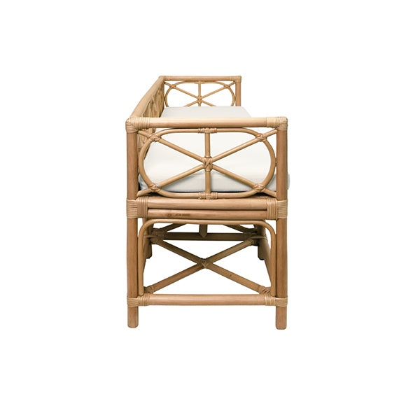 Worlds Away - Ferguson Decorative Bench With Performance Ivory Cushion In Rattan - FERGUSON NAT - GreatFurnitureDeal