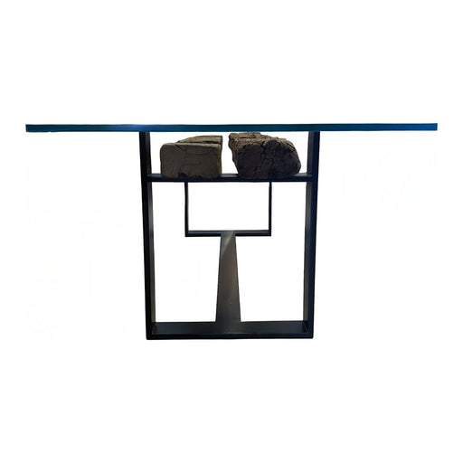 GJ Styles - Railway Dining Table with Glass Top - FI05 - GreatFurnitureDeal
