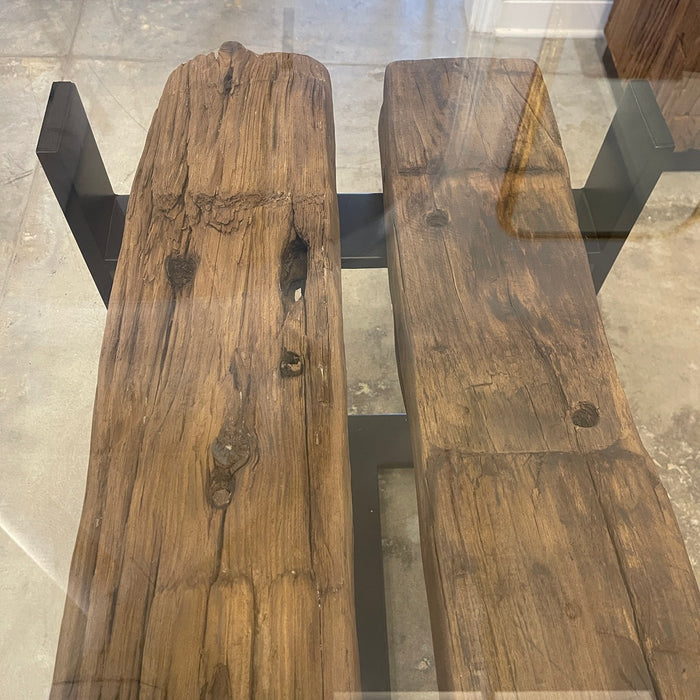 GJ Styles - Railway Dining Table with Glass Top - FI05