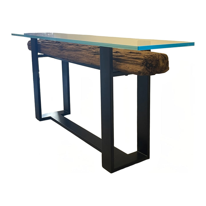 GJ Styles - Railway Console Table with Glass Top - FI08