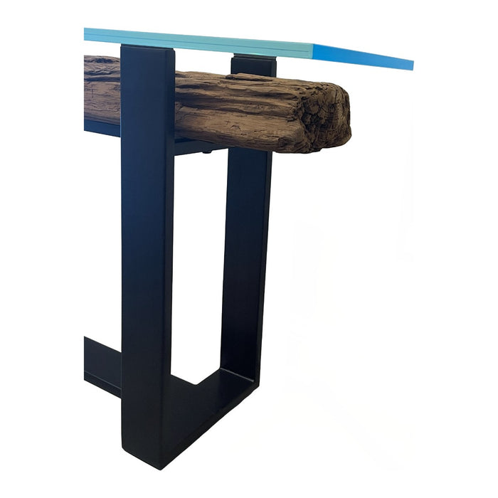 GJ Styles - Railway Console Table with Glass Top - FI08