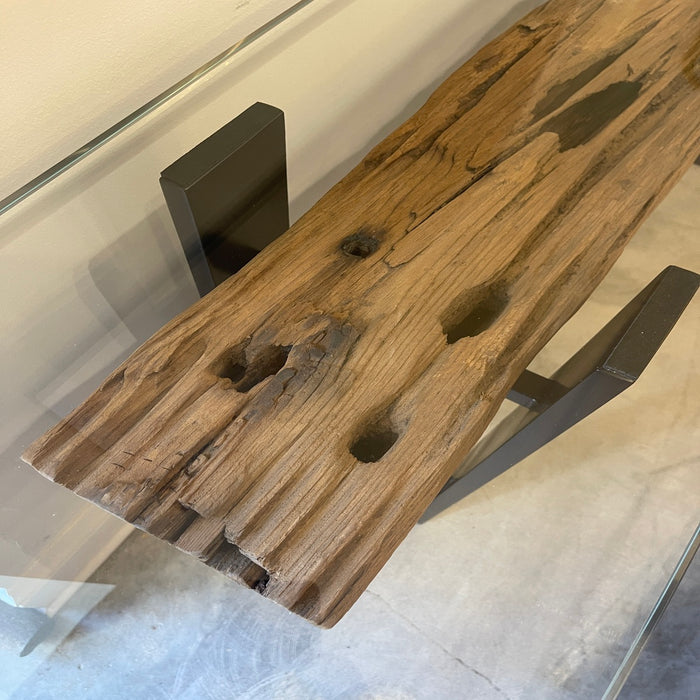 GJ Styles - Railway Console Table with Glass Top - FI08
