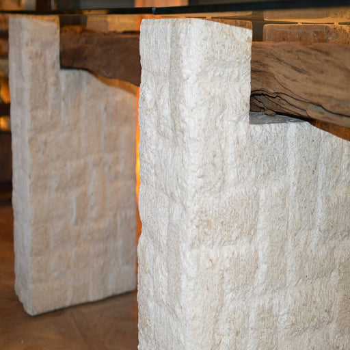 GJ Styles - Railway Bar Table with Mactan Stone - FI11 - GreatFurnitureDeal