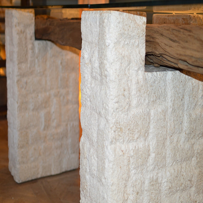 GJ Styles - Railway Bar Table with Mactan Stone - FI11