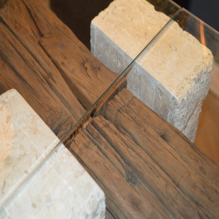 GJ Styles - Railway Bar Table with Mactan Stone - FI11