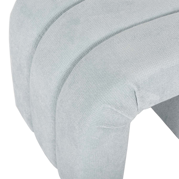 Worlds Away - Finch Horizontal Channeled Stool In Performance Light Blue Chenille - FINCH LB