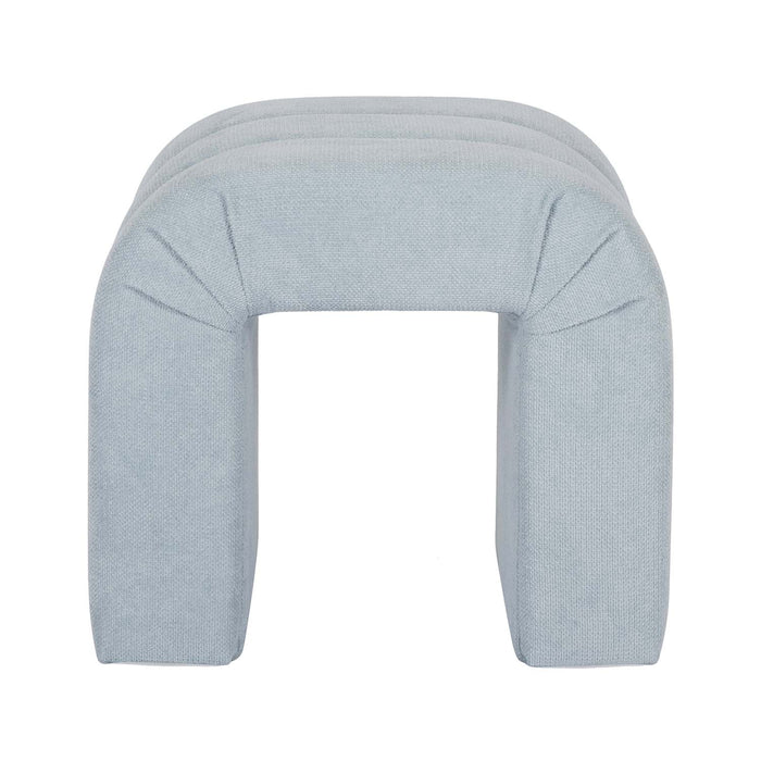 Worlds Away - Finch Horizontal Channeled Stool In Performance Light Blue Chenille - FINCH LB - GreatFurnitureDeal