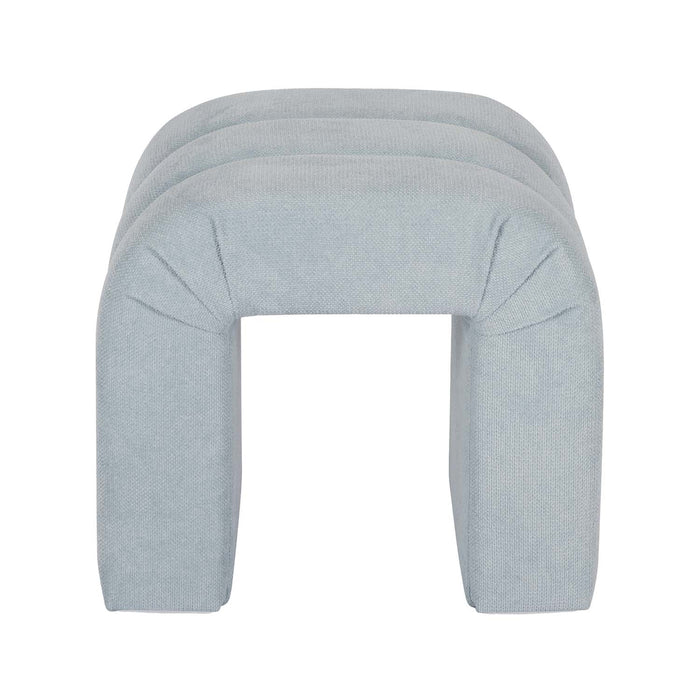 Worlds Away - Finch Horizontal Channeled Stool In Performance Light Blue Chenille - FINCH LB
