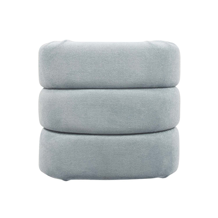 Worlds Away - Finch Horizontal Channeled Stool In Performance Light Blue Chenille - FINCH LB - GreatFurnitureDeal