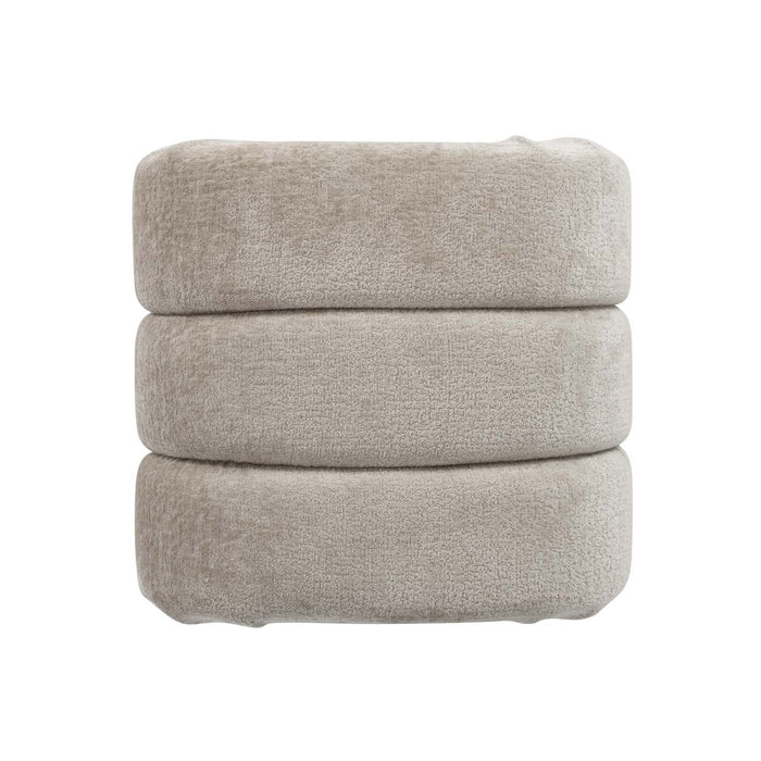 Worlds Away - Finch Horizontal Channeled Stool In Taupe Textured Chenille - FINCH TP