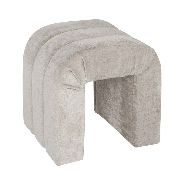 Worlds Away - Finch Horizontal Channeled Stool In Taupe Textured Chenille - FINCH TP - GreatFurnitureDeal