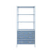 Worlds Away - Three Drawer Etagere With Bamboo Detail In Blue Dyed Grasscloth And Light Blue Matte Lacquer - FLYNN BL - GreatFurnitureDeal