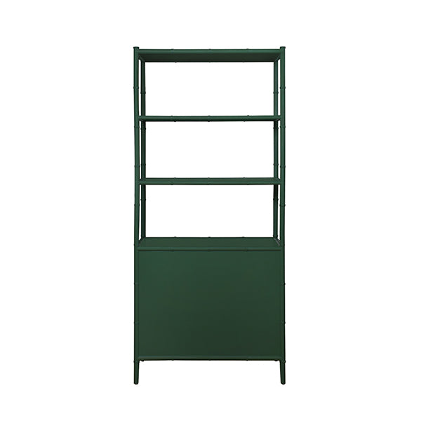 Worlds Away - Three Drawer Etagere With Bamboo Detail In Green Dyed Grasscloth And Dark Green Matte Lacquer - FLYNN GR - GreatFurnitureDeal