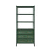 Worlds Away - Three Drawer Etagere With Bamboo Detail In Green Dyed Grasscloth And Dark Green Matte Lacquer - FLYNN GR - GreatFurnitureDeal