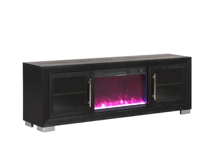 Furniture of America - Ashbourne 72" TV Stand w/ Electric Fire Place in Black - FM-AC415BK-TV-72 - GreatFurnitureDeal