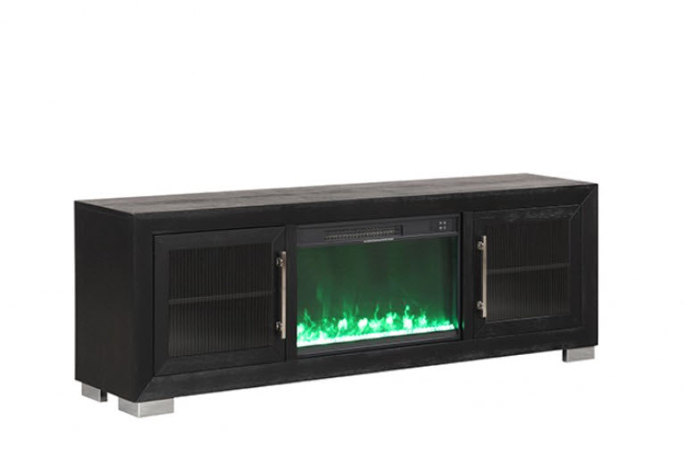 Furniture of America - Ashbourne 72" TV Stand w/ Electric Fire Place in Black - FM-AC415BK-TV-72 - GreatFurnitureDeal