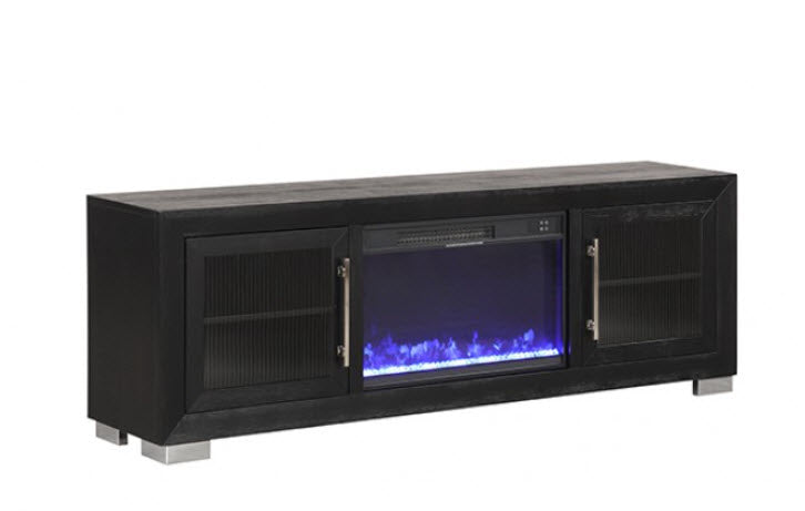 Furniture of America - Ashbourne 72" TV Stand w/ Electric Fire Place in Black - FM-AC415BK-TV-72 - GreatFurnitureDeal