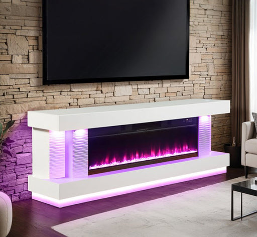 Furniture of America - Peseux 71" TV Stand w/ Electric Fire Place in White - FM-AC8009WH-TV - GreatFurnitureDeal