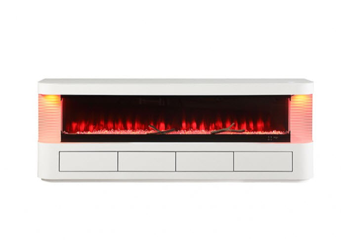 Furniture of America - Luken 71" TV Stand w/ Electric Fire Place in White - FM-AC8010WH-TV - GreatFurnitureDeal