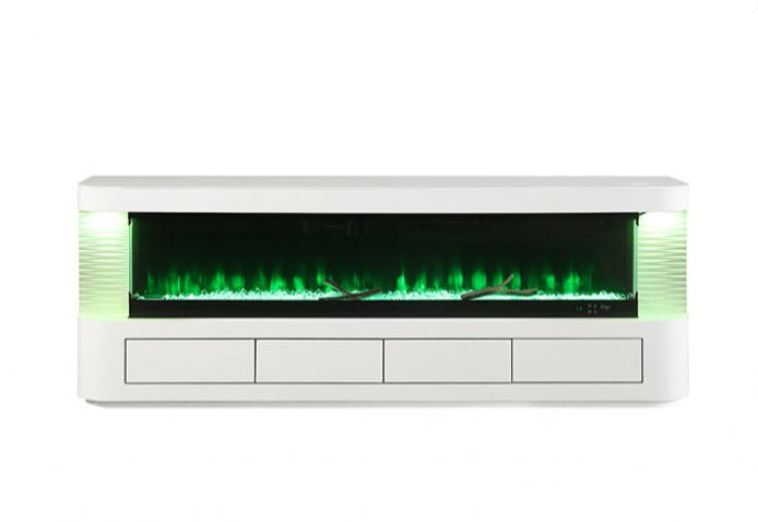 Furniture of America - Luken 71" TV Stand w/ Electric Fire Place in White - FM-AC8010WH-TV - GreatFurnitureDeal