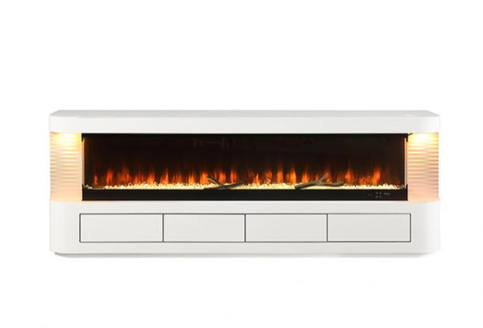 Furniture of America - Luken 71" TV Stand w/ Electric Fire Place in White - FM-AC8010WH-TV - GreatFurnitureDeal