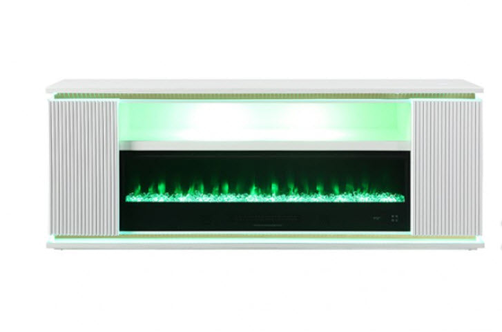 Furniture of America - Medea 71" TV Stand w/ Electric Fire Place in White - FM-AC8011WH-TV - GreatFurnitureDeal