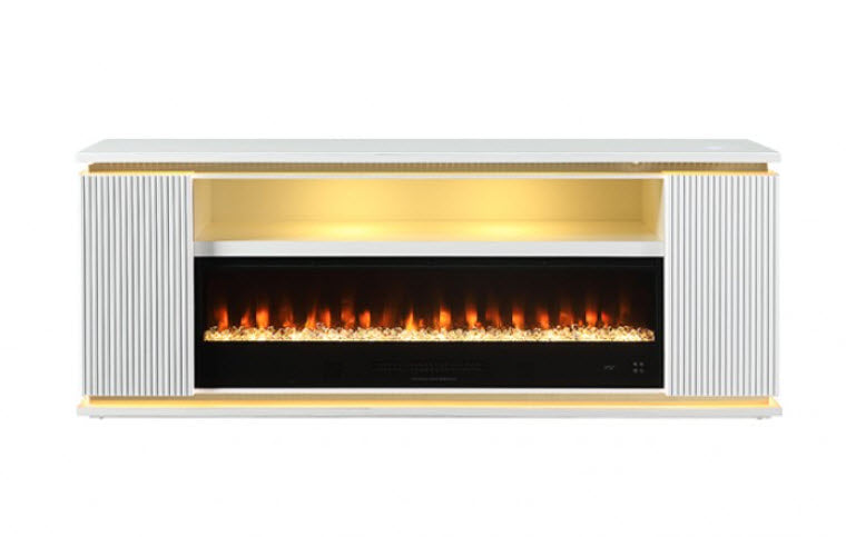 Furniture of America - Medea 71" TV Stand w/ Electric Fire Place in White - FM-AC8011WH-TV - GreatFurnitureDeal