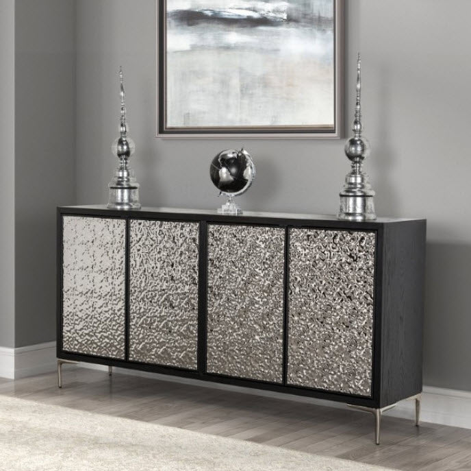 Furniture of America - Beckham Sideboard in Weathered Black/Silver - FM-AC9000SV - GreatFurnitureDeal