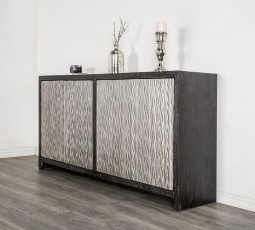 Furniture of America - Forger 4-Door Cabinet in Weathered Black/Silver - FM-AC9001SV - GreatFurnitureDeal