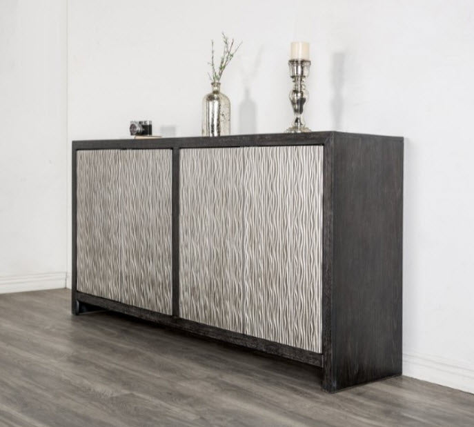 Furniture of America - Forger 4-Door Cabinet in Weathered Black/Silver - FM-AC9001SV - GreatFurnitureDeal