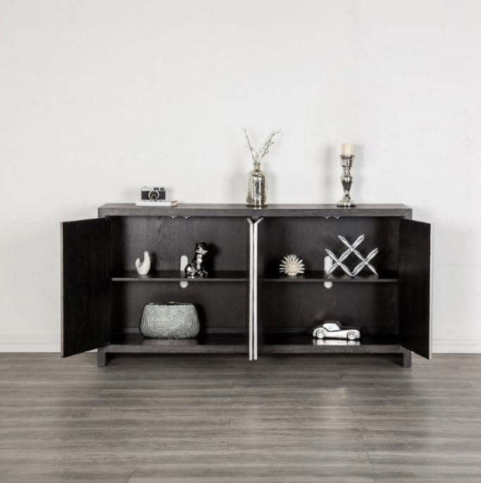 Furniture of America - Forger 4-Door Cabinet in Weathered Black/Silver - FM-AC9001SV - GreatFurnitureDeal