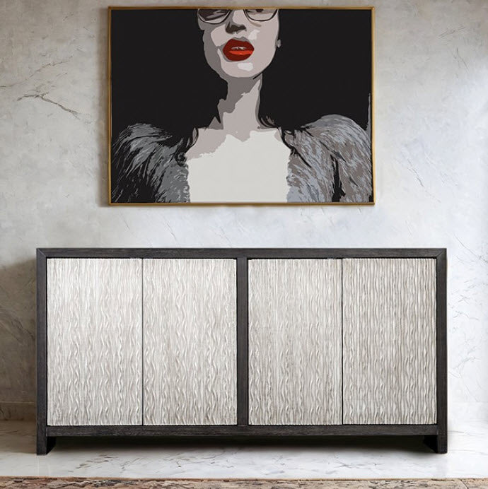 Furniture of America - Forger 4-Door Cabinet in Weathered Black/Silver - FM-AC9001SV - GreatFurnitureDeal