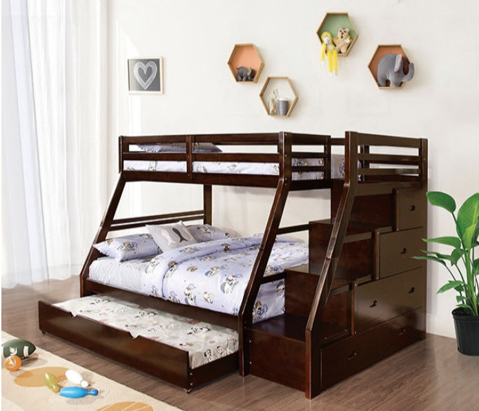 Furniture of America - Ellington Twin/Full Bunk Bed in Espresso - FM-BK611ES-BED - GreatFurnitureDeal