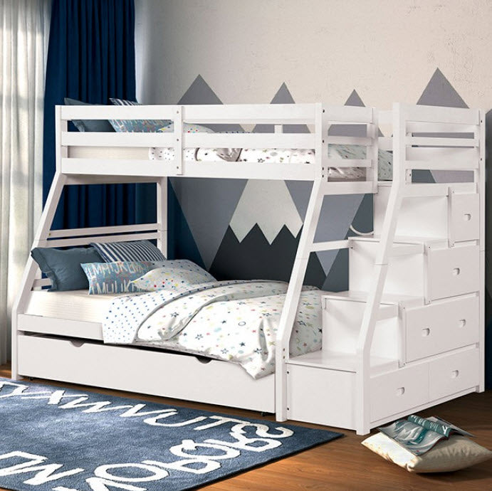 Furniture of America - Ellington Twin/Full Bunk Bed in White - FM-BK611WH-BED - GreatFurnitureDeal