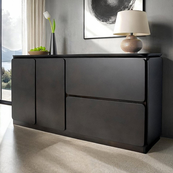 Furniture of America - Sargans Sideboard in Black - FM30000BK-SV - GreatFurnitureDeal